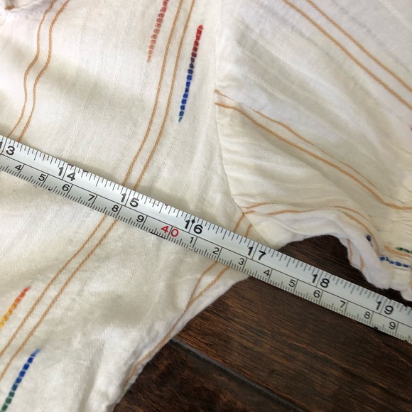 Free People Cream Blouse with Multicolor Stitching - Picture 3 of 7